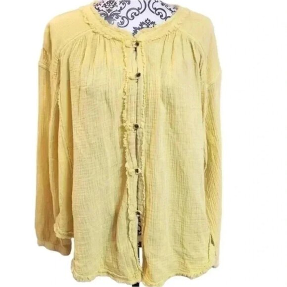 FREE People We The Free Moving Mountains Shirt Cotton Gauze Oversized Women's M - Picture 8 of 14